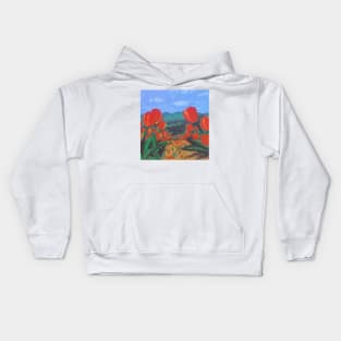 Red Tulips of the Valley Kids Hoodie